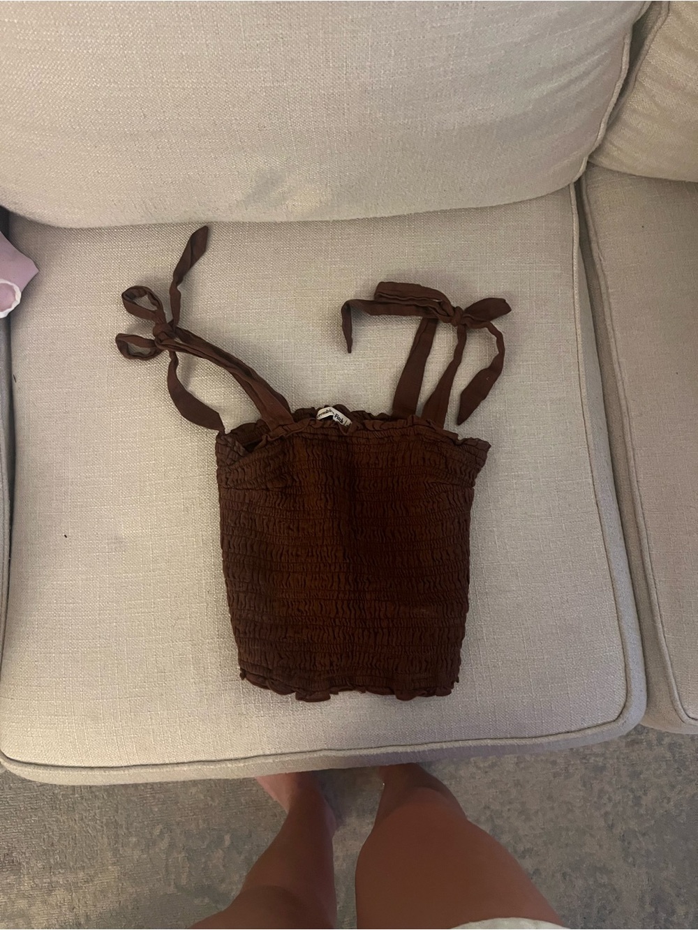 Abercrombie & Fitch Brown Smocked Tank Top